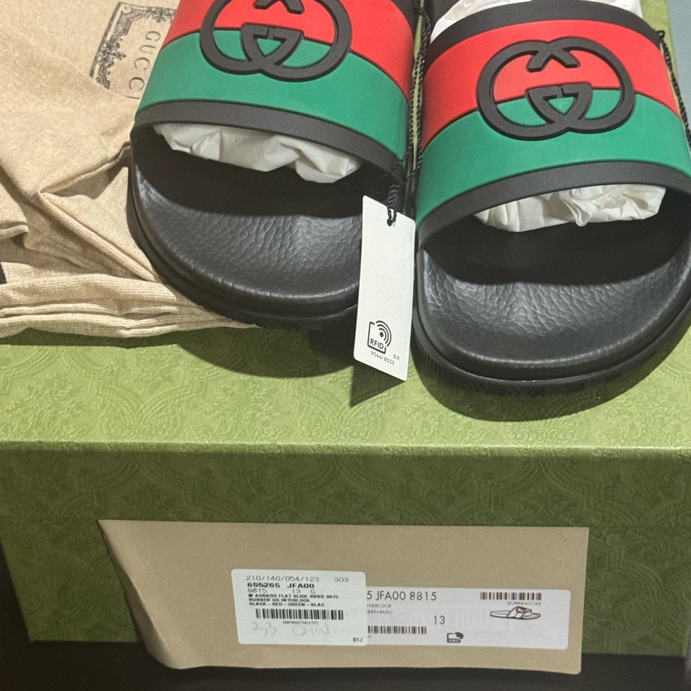 Gucci Mens Slide Sandals size 13 - Red, Green, Black